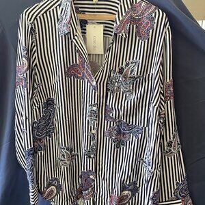 Como Blu Paisley Striped Long Sleeve Shirt, Size 1x